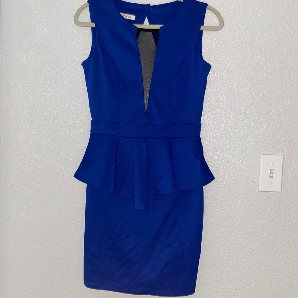 Royal blue clubbing dress peplum